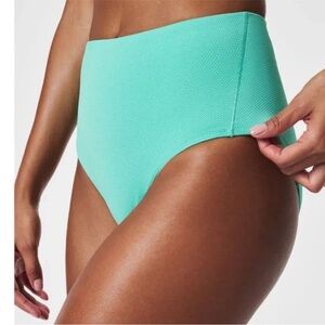 Spanx Swim Pique High-Waisted Shaping Bikini Bottom NWT turquoise blue green XL